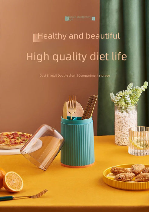 3 Grid Cutlery Organizer With Lid