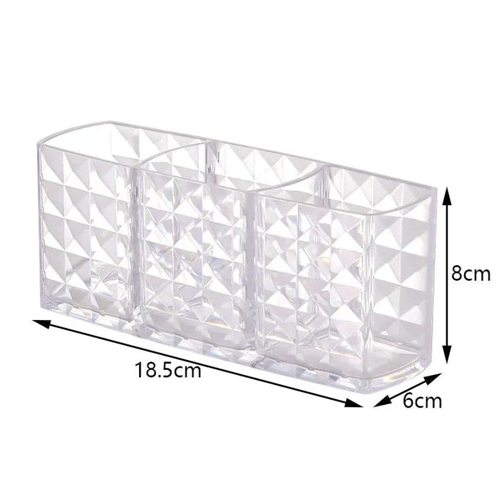 3 Compartment Acrylic Make-up Brush Holder