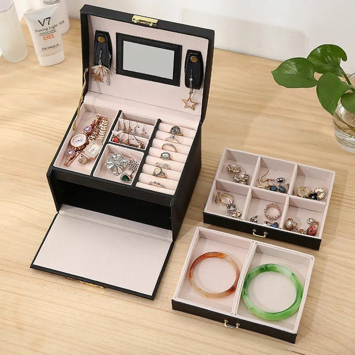 3 Layers Leather Jewelery Organizer