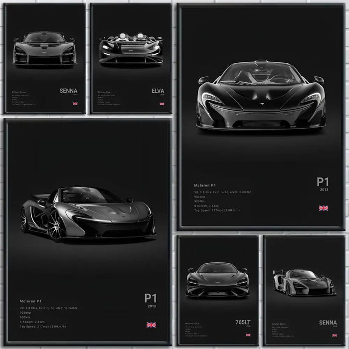 Black M-McLaren Supercar SENNA Poster Room Wall Art Decor Waterproof