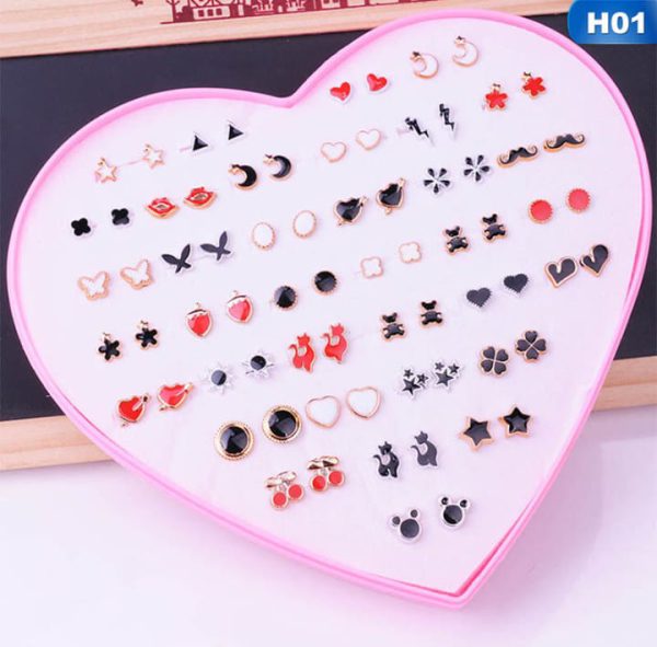 36 Pairs of Random Beautiful Stud Earrings for girls and baby girls