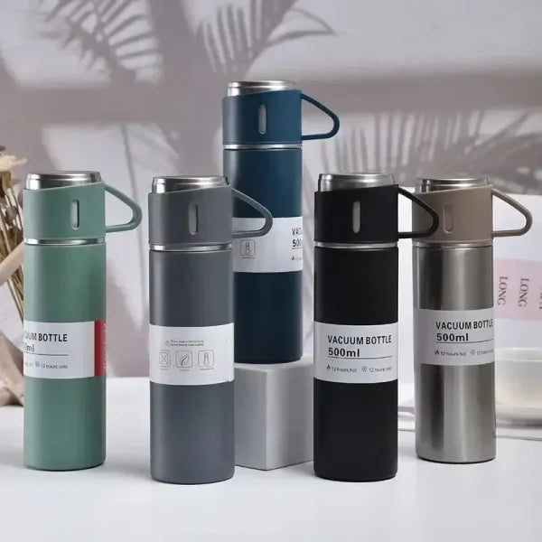 3-piece Travel Thermos Set, Stainless Steel Vacuum Flask