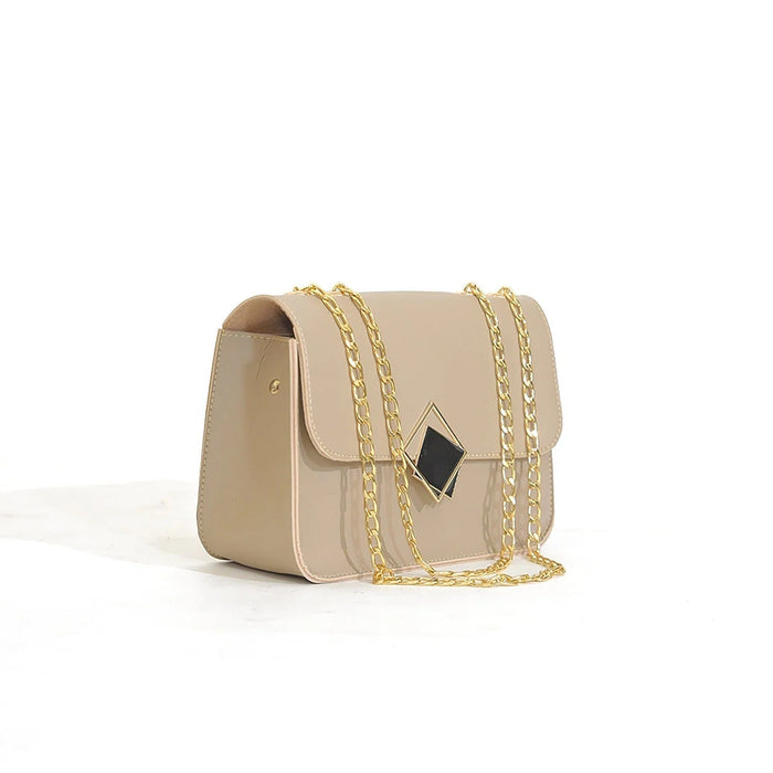 2 Pcs PU leather Hand bags With Long Golden Chain For Girls