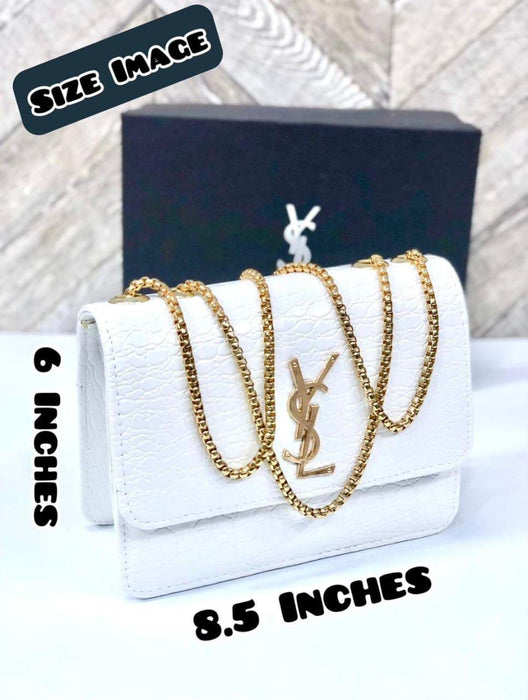 Luxury YSL-Inspired Leather Shoulder Bag with Gold Chain