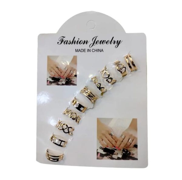 Set of 10 Stylish Adjustable Fashion Rings – Silver & Black Variants