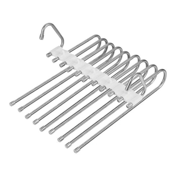 Multi-functional 9 in 1 Trouser Storage Rack Adjustable Pants Tie Storage Shelf Closet Organizer