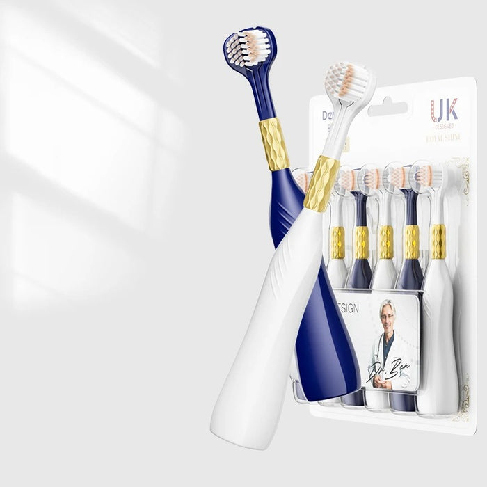 6-Pack of High-End Soft-Bristle Three-Sided Toothbrushes for Adults