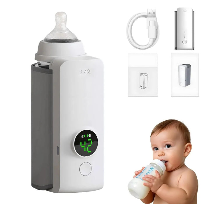 Rechargeable Baby Bottle Warmer 6Levels Temperature Adjustment with Temperature