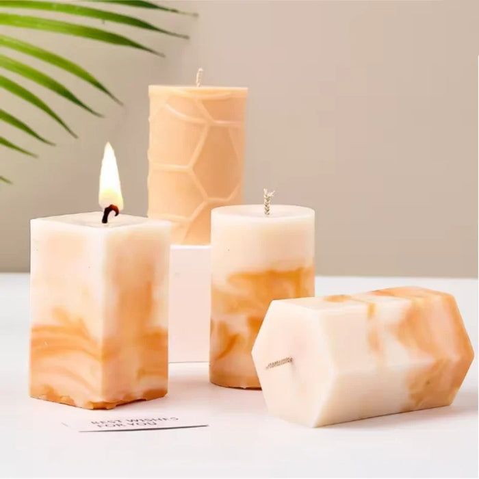 3D Geometric Silicone Candle Mold Texture Cylindrical Soap Mold DIY Nordic