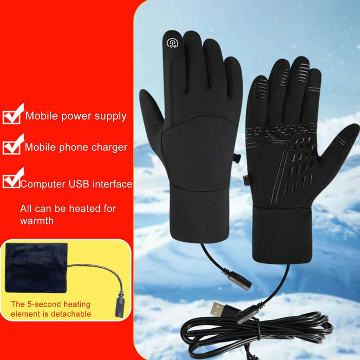 USB Heated Gloves Warm Plug-in Breathable Non-Slip Screen Touch Winter