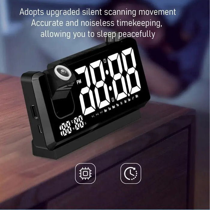 Digital Clock Projector HD LED Display Clock On Ceiling With Temperature Sensor Smart