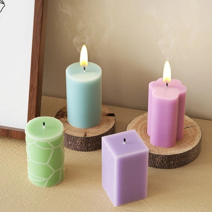 3D Geometric Silicone Candle Mold Texture Cylindrical Soap Mold DIY Nordic