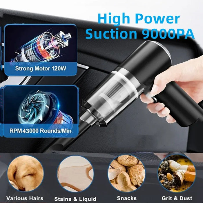 9000Pa Wireless Car Vacuum Cleaner Cordless Handheld Auto Vacuum Home & Car Dual Use Mini Vacuum Cleaner
