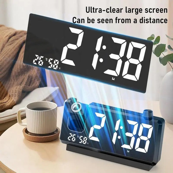 Digital Clock Projector HD LED Display Clock On Ceiling With Temperature Sensor Smart