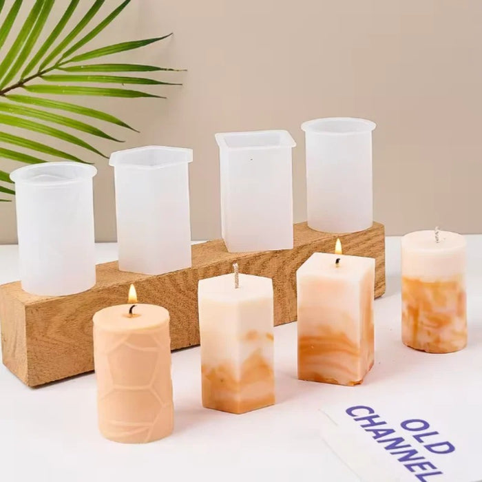 3D Geometric Silicone Candle Mold Texture Cylindrical Soap Mold DIY Nordic