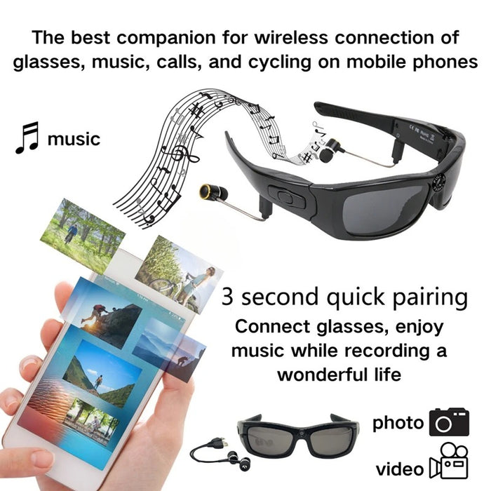 New HD Camera Glasses Wearable Polarized Lens DVR Video Surveillance Security Protection Video Cam