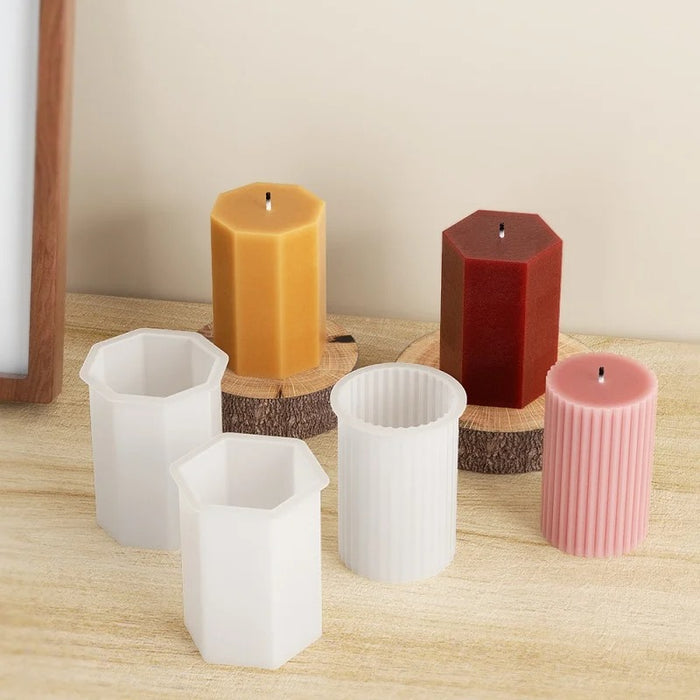 3D Geometric Silicone Candle Mold Texture Cylindrical Soap Mold DIY Nordic