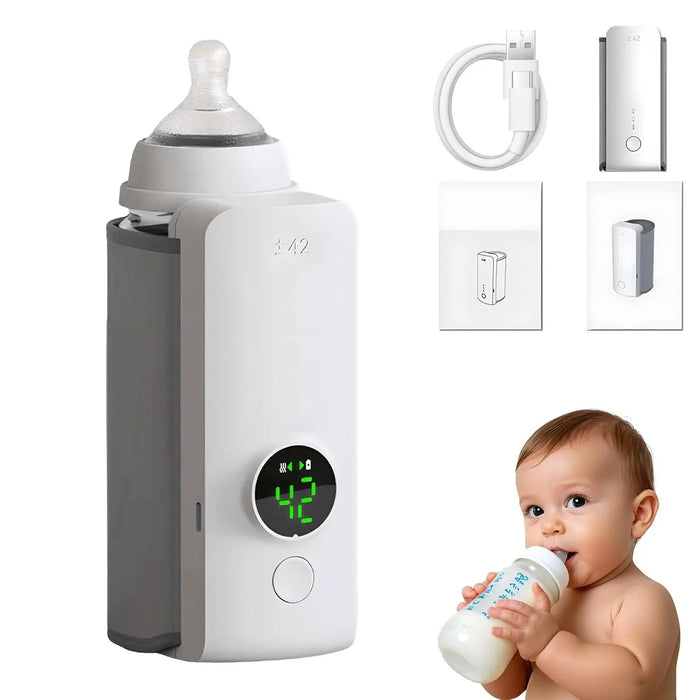 Rechargeable Baby Bottle Warmer 6Levels Temperature Adjustment with Temperature