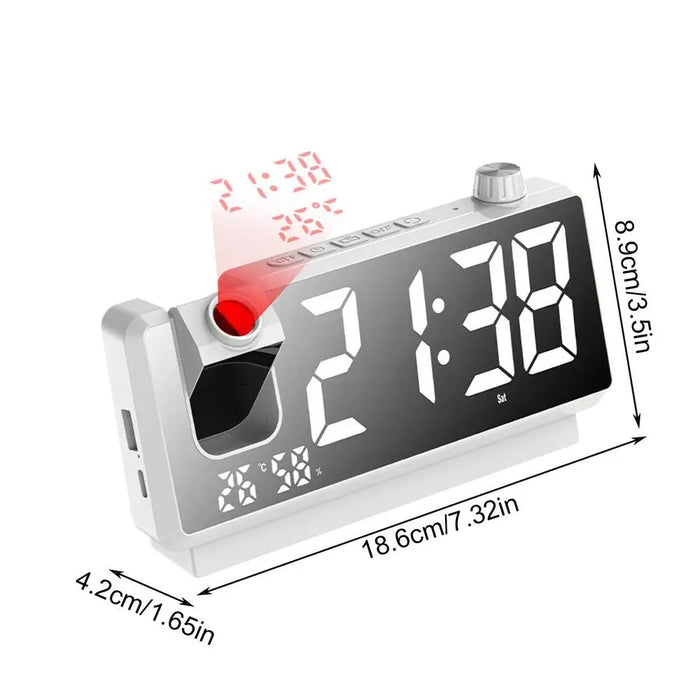 Digital Clock Projector HD LED Display Clock On Ceiling With Temperature Sensor Smart