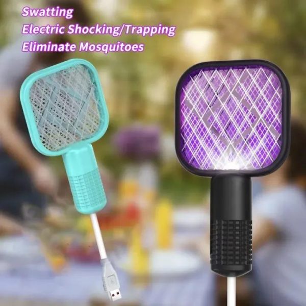 Rechargeable USB Mosquito Racket With UV Light – Portable Electric Fly and Bug Swatter for indoor and outdoor use