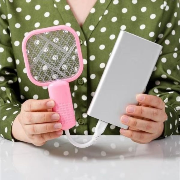 Rechargeable USB Mosquito Racket With UV Light – Portable Electric Fly and Bug Swatter for indoor and outdoor use