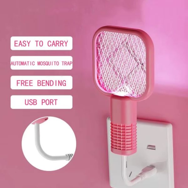 Rechargeable USB Mosquito Racket With UV Light – Portable Electric Fly and Bug Swatter for indoor and outdoor use
