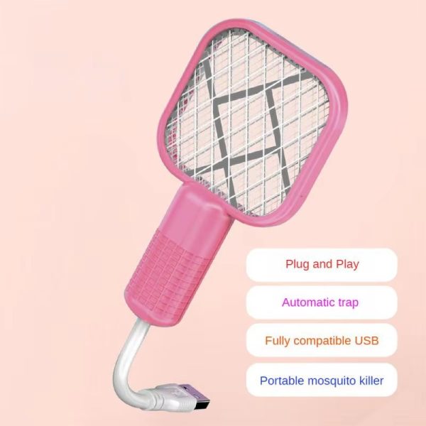 Rechargeable USB Mosquito Racket With UV Light – Portable Electric Fly and Bug Swatter for indoor and outdoor use