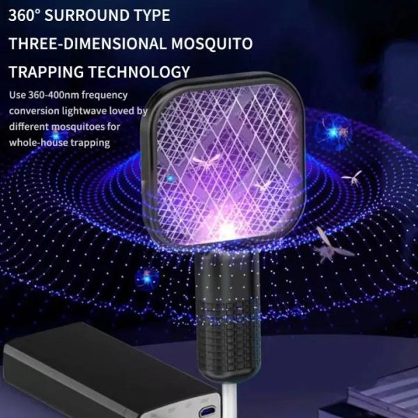 Rechargeable USB Mosquito Racket With UV Light – Portable Electric Fly and Bug Swatter for indoor and outdoor use