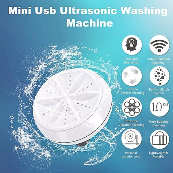 Portable USB Travel Washer – Ultrasonic Rotating Turbine Mini Washing Machine for Socks, Underwear, Dishes & Clothes